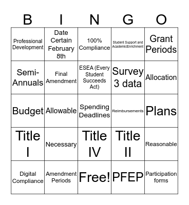 Funderal Programs Bingo Card
