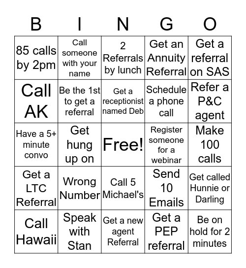 DSR Bingo Card