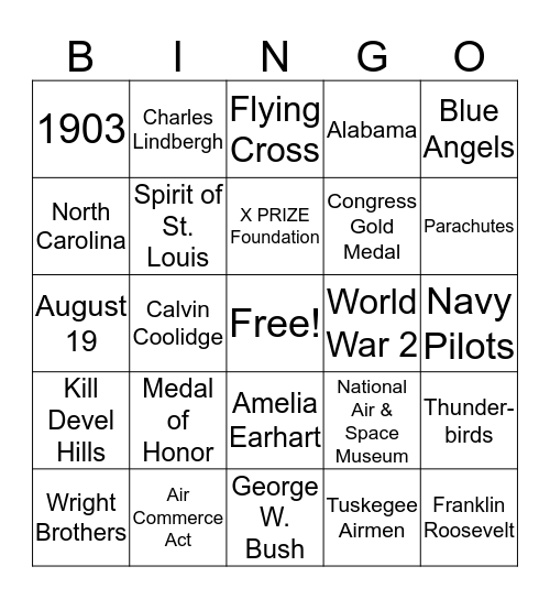 AVIATION DAY Bingo Card