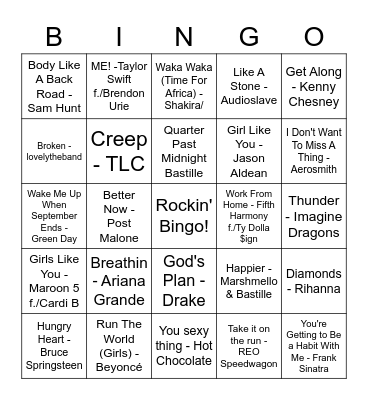 Rockin' Bingo 11A Bingo Card
