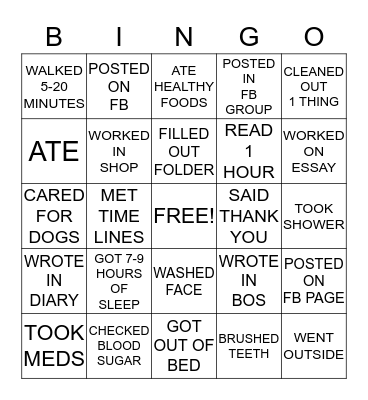 SELF CARE BINGO Card