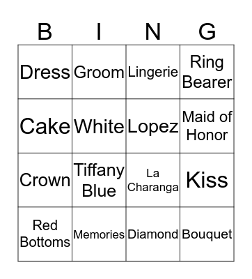 Bridal Shower Bingo Card