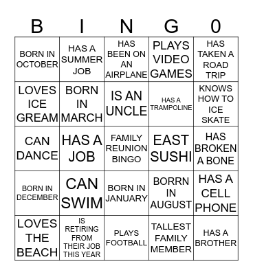 COVINGTON-BRUTON FAMILY Bingo Card