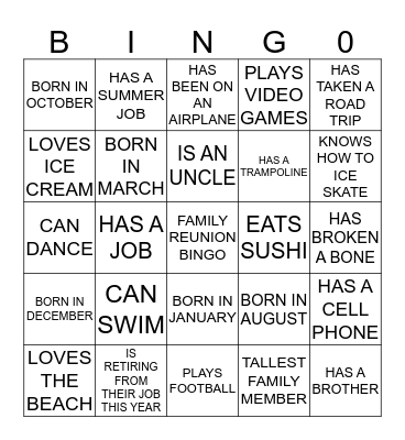 COVINGTON-BRUTON FAMILY Bingo Card