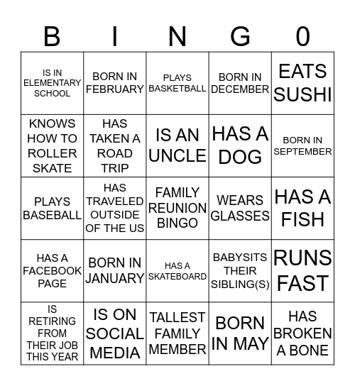 COVINGTON-BRUTON FAMILY Bingo Card