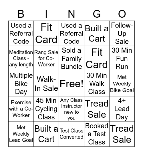 Peloton PDX Bingo Card