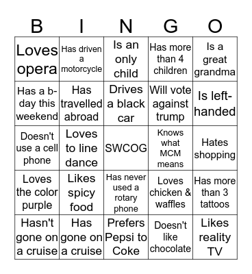 FIND SOMEONE WHO... Bingo Card