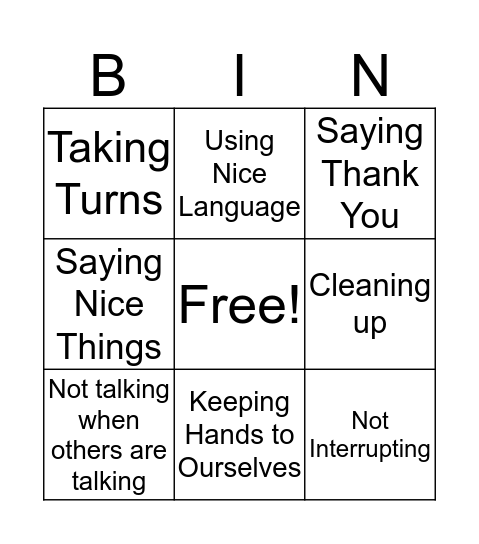 Respect!  Bingo Card