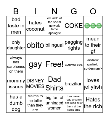 how similar are u to CHASE  Bingo Card