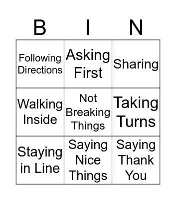 Respect!  Bingo Card