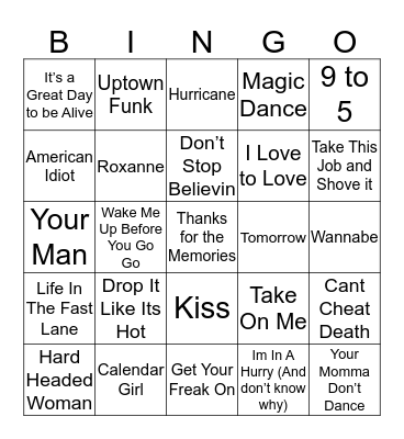 Boondocks Music Bingo 51-8 Bingo Card