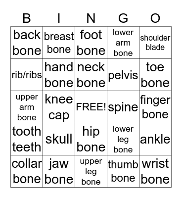 Bones Bingo Card