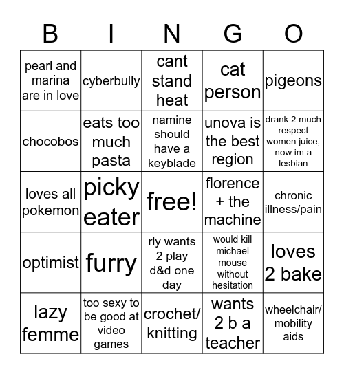 vee bingo! Bingo Card