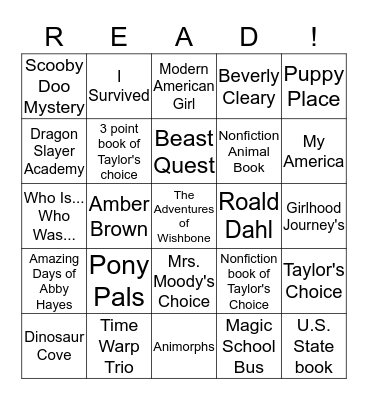Taylor's Book Bingo Card