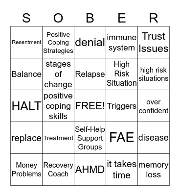 It's Your Recovery! Bingo Card