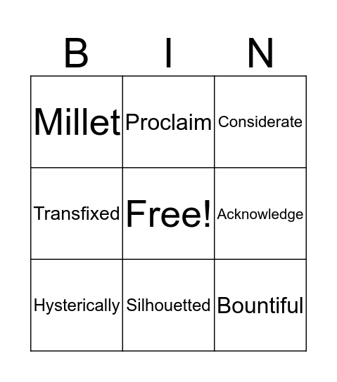 Mufaro's Beautiful Daughters Bingo Card