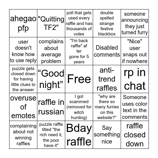 scrap bingo Card