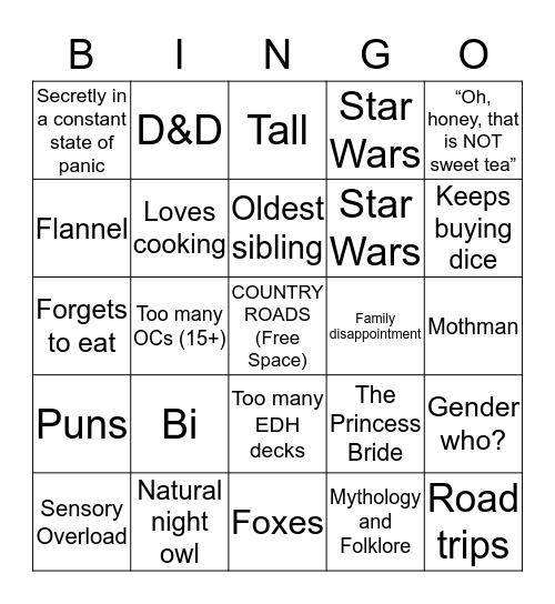 Fox Bingo Card