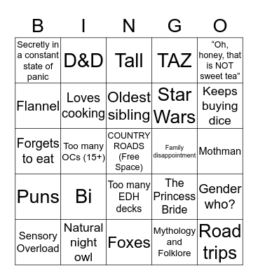 Fox Bingo Card