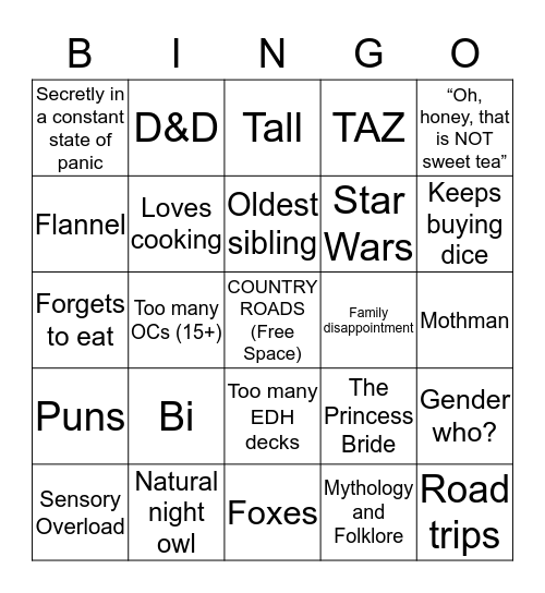 Fox Bingo Card