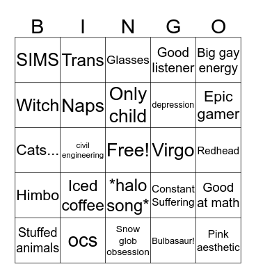 Elias’s Bingo Card