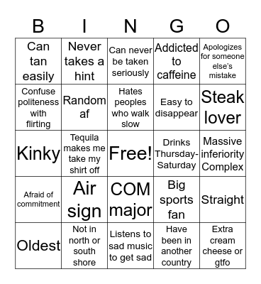 Am I vitor? Bingo Card