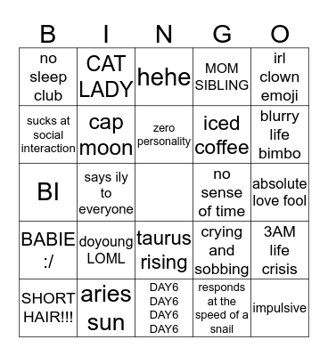ningo Bingo Card