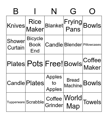 Katrina's Bridal Shower Bingo Card