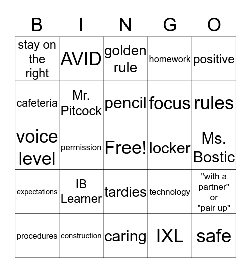 Westlane Lingo Bingo Card