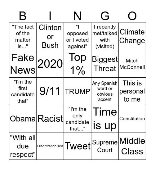 Debate Bingo! Bingo Card