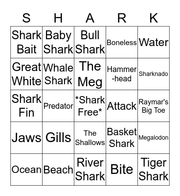 SHARK WEEK Bingo Card