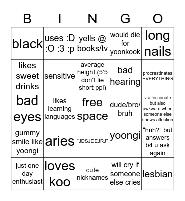 kel culture Bingo Card