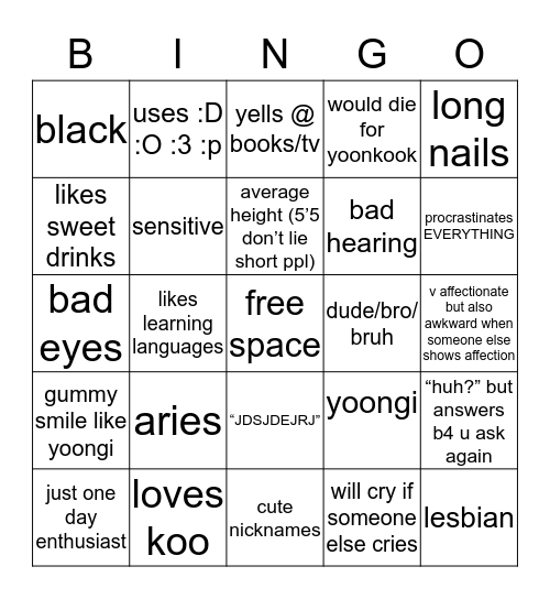 kel culture Bingo Card