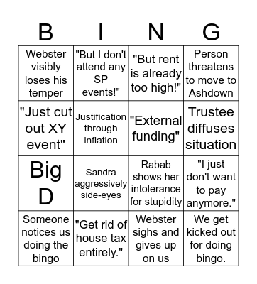 "Providence Brainstorming" Bingo Card