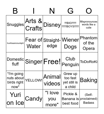 Emilia Bingo :) Bingo Card