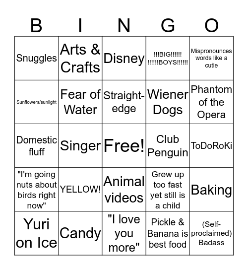 Emilia Bingo :) Bingo Card