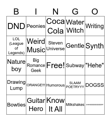 Max Bingo >:0 Bingo Card