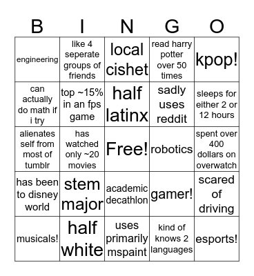 adeline time Bingo Card