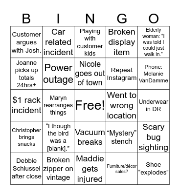 August BINGO Card