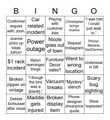 August BINGO Card