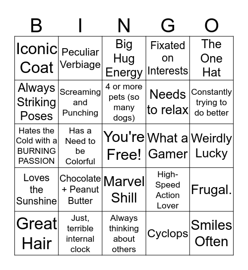 Ethan BINGO Card