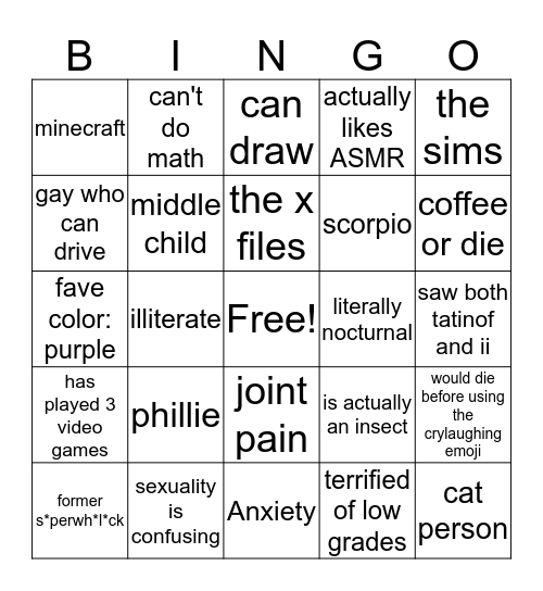 cricket uwu Bingo Card