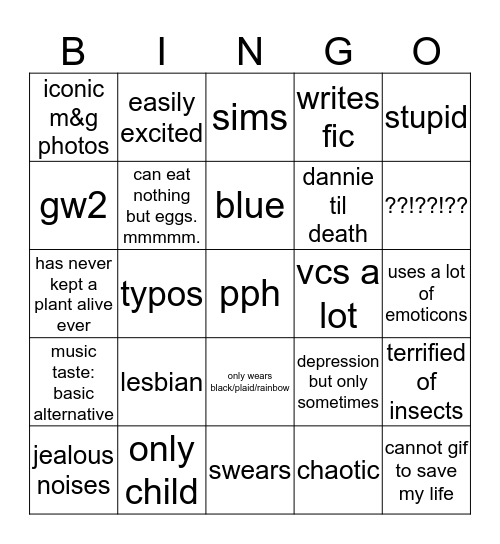 shovel Bingo Card