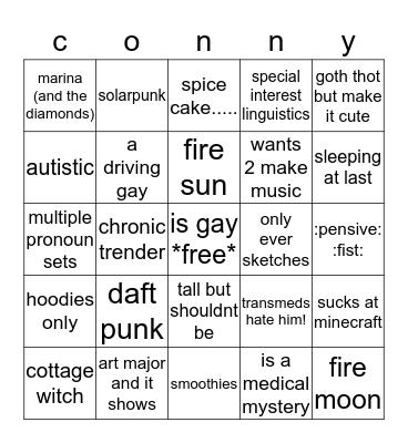 who's connor Bingo Card