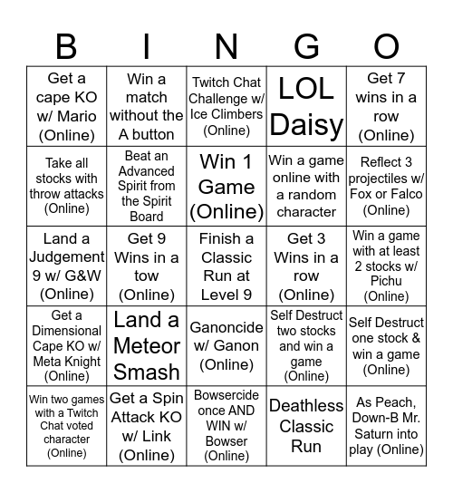 Twitch Stream Bingo Card