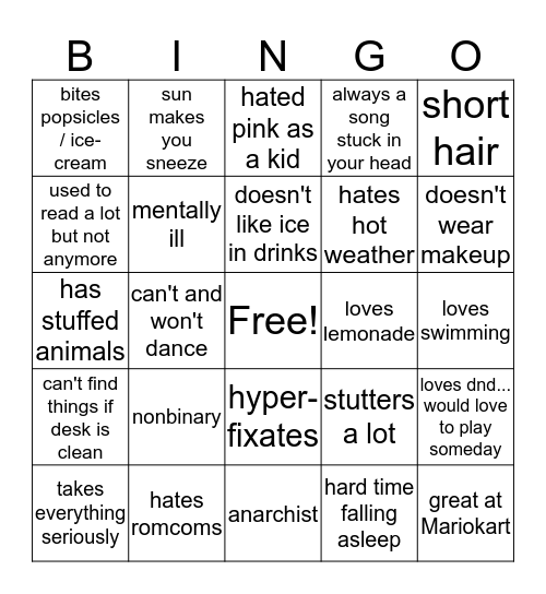 How Similar Are You To Gene? Bingo Card