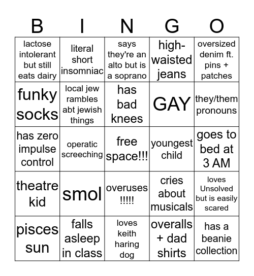 short insomniac bingo Card