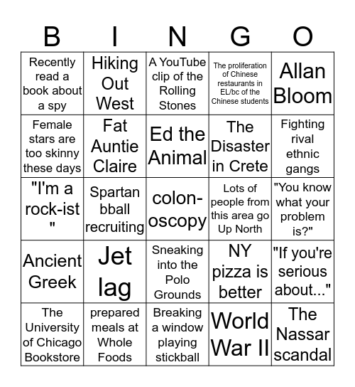 Untitled Bingo Card