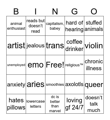 Cap Bingo Card