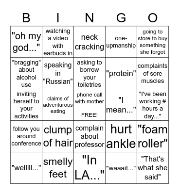 Bimbo Bingo Card